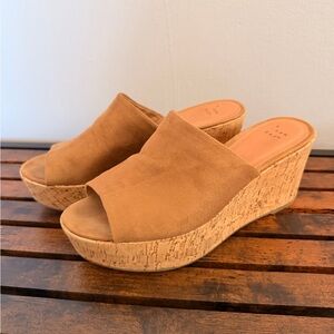 a new day Tan Suede Cork Platform Mule Sandals